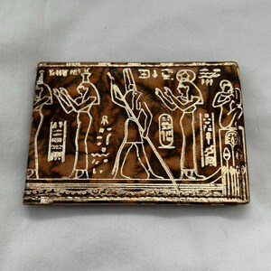 Cartera egipcia de cuero genuino para hombre, hecha a mano, con relieve dorado, diseño faraón n.° 119 o n.° 190