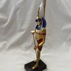 Egyptian Large Horus Statue Resin Gold Black White Figurine Staff 13&quot; High / Scribe Statue With Ankh 9&quot; # 102 (Please Choose)