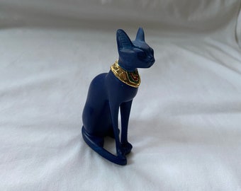 複製彫刻 ネックレスをしたバステト女神 猫 樹脂製 置物 美品 正規品 バステト像 - 古代エジプトの猫の女神バステト - 複数の色 - エジプト