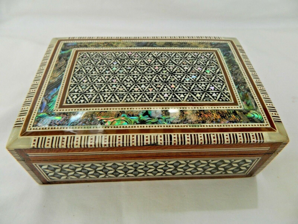 egyptian-wooden-mother-of-pearl-paua-inlaid-jewelry-box-handmade-6-25-x