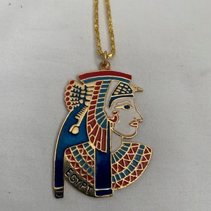 Egyptian Gold Plated Metal Queen Cleopatra Necklace Chain 2.25&quot; Great Quality