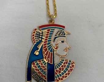 古代エジプト風ステートメントカラーネックレス（ブルースカラベ付き
