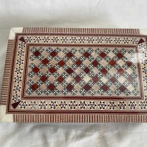 Egyptian Wooden Mother of Pearl Inlaid Jewelry Box Handmade Regular 8&quot;X 5&quot; #898