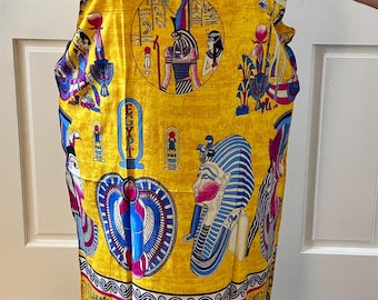 Egyptisch katoen Dames X-Large / Large / Medium Lange jurk Kledingstuk Jurk Farao Isis Horus Tut Cleopatra Zachte korte mouw 55" lang