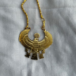 X-Large Egyptian Metal Gold Plated Multi-Color Horus Ankh Falcon Necklace 3.25 X 3.25 and Small 2 X 2 image 6