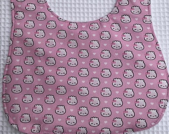 Pink Dumpling Baby Bib: Waffle Weave Absorbent Backing