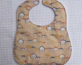 Steamer Stack Happy Dumplings Bibs Infant Bib, baby bib with white waffle weave absorbent backing