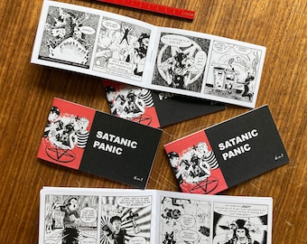 バフォメッタをフィーチャーしたサタニックパニックコミックブックチックトラクトパロディ - 悪魔主義バフォメットヤギガール