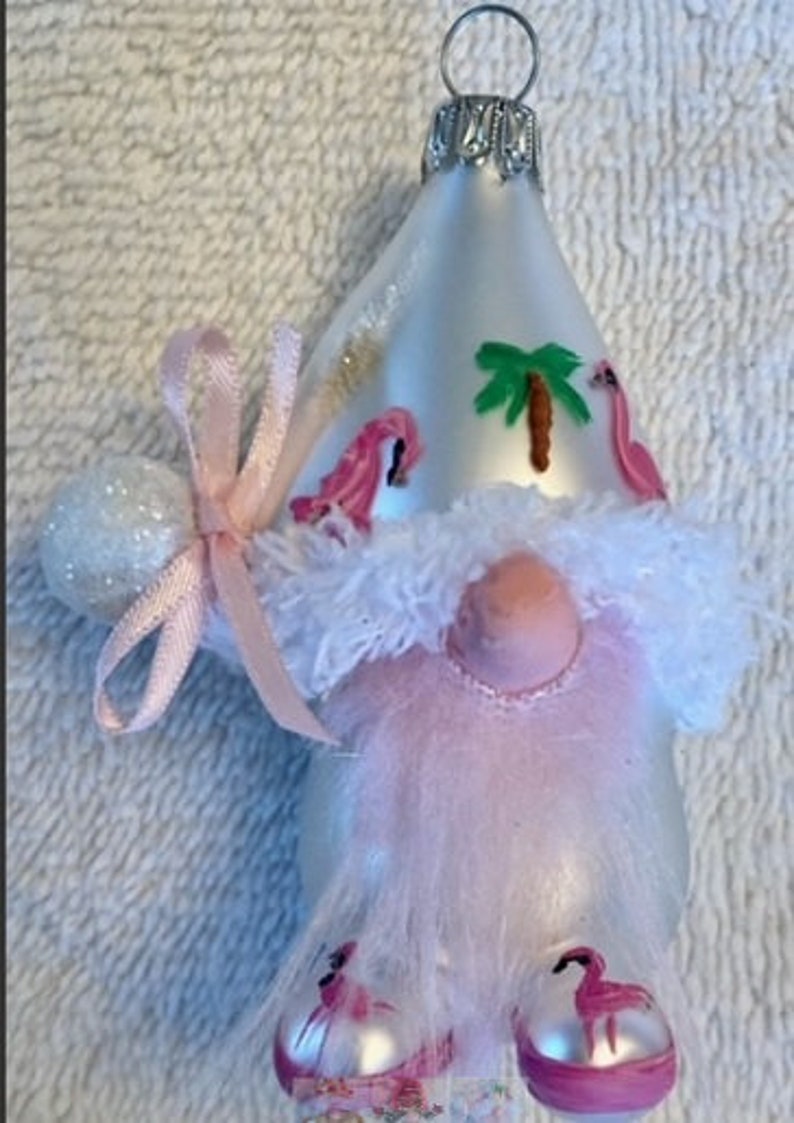 Beautiful New Italian Blown Glass White With Pink Flamingos Florida ...