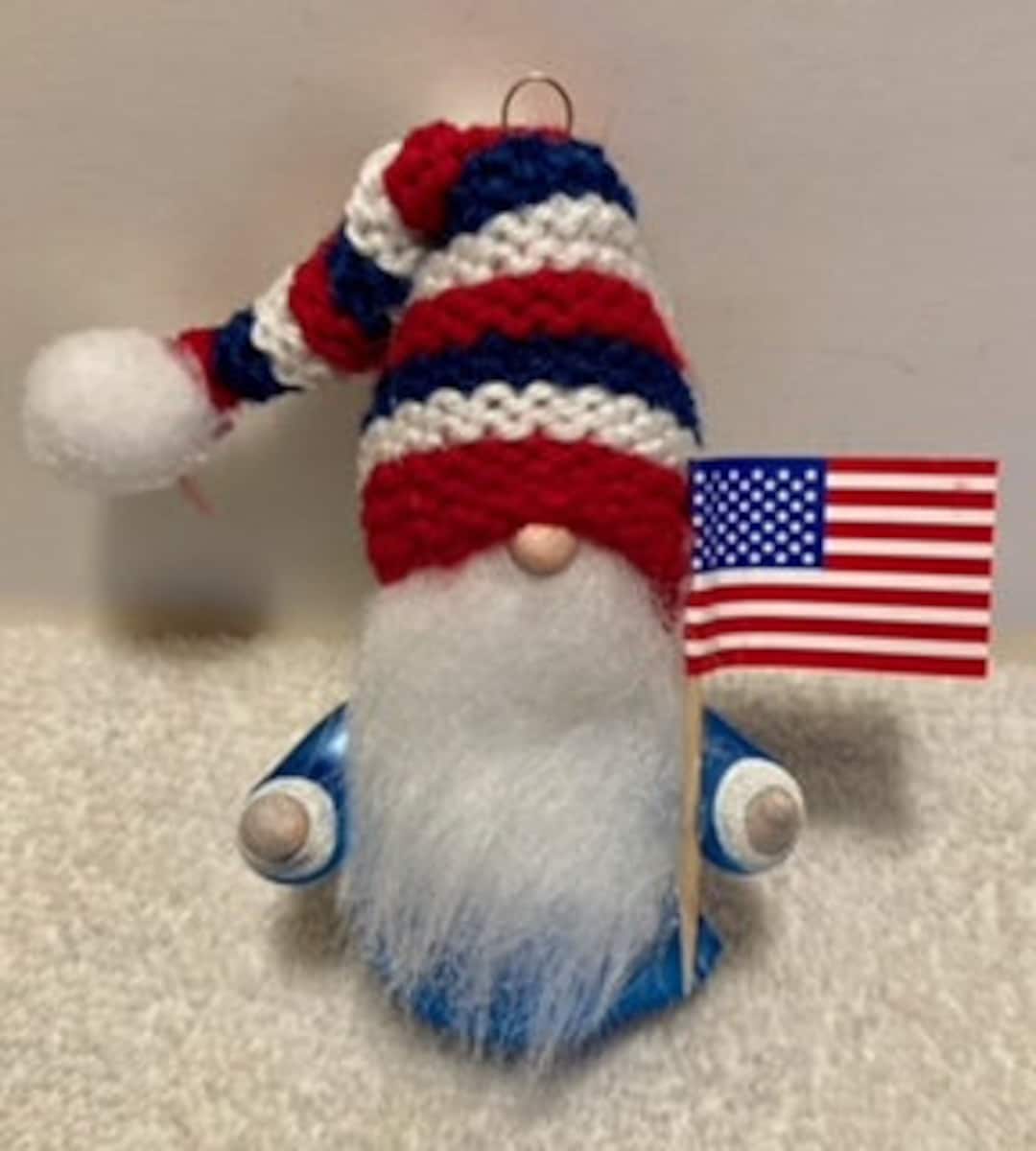 New Beautiful Italian Blown Glass God Bless America USA Gnome Christmas ...