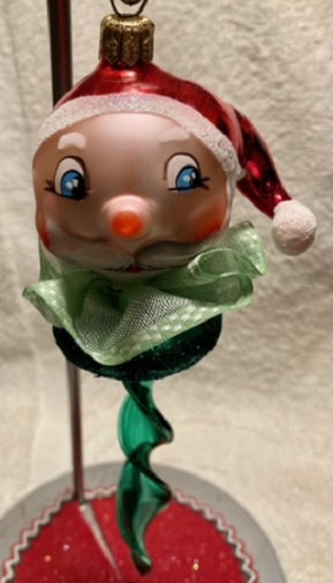 NEW Italian Blown Glass Green Santa Twisty Christmas Ornament - Etsy