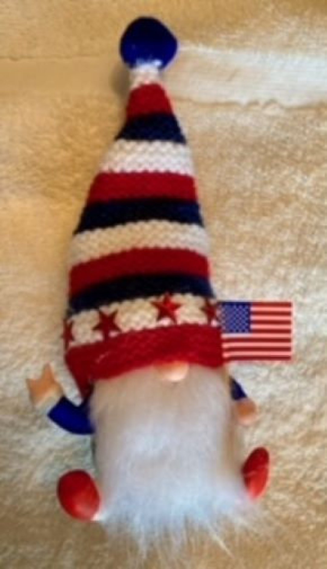 New Beautiful Italian Blown Glass Stars & Stripes USA America Gnome ...