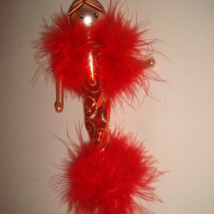 Italiaans geblazen glas rode veer ijspegel twist lady kerst ornament show meisje zeldzaam