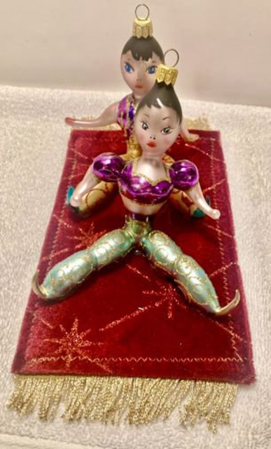 Beautiful New Italian Blown Glass Aladdin and Jasmine on a Magic Carpet ...