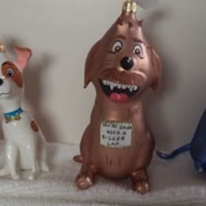 Secret Life of Pets Włoskie szklane ozdoby świąteczne z dmuchanego szkła, zestaw 6 elementów Chloe Gidget Daisy Max Duke Snowball Włochy Rzadkie