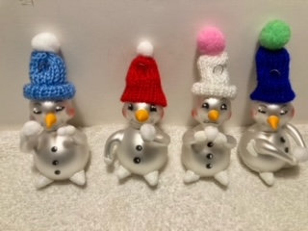 NEW Beautiful Italian Blown Glass Sneaky Snowman Christmas Ornament Set ...