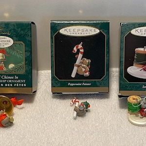 1989 - 1997 Hallmark  Keepsake “5 piece” Mouse Christmas Tree Ornament Set