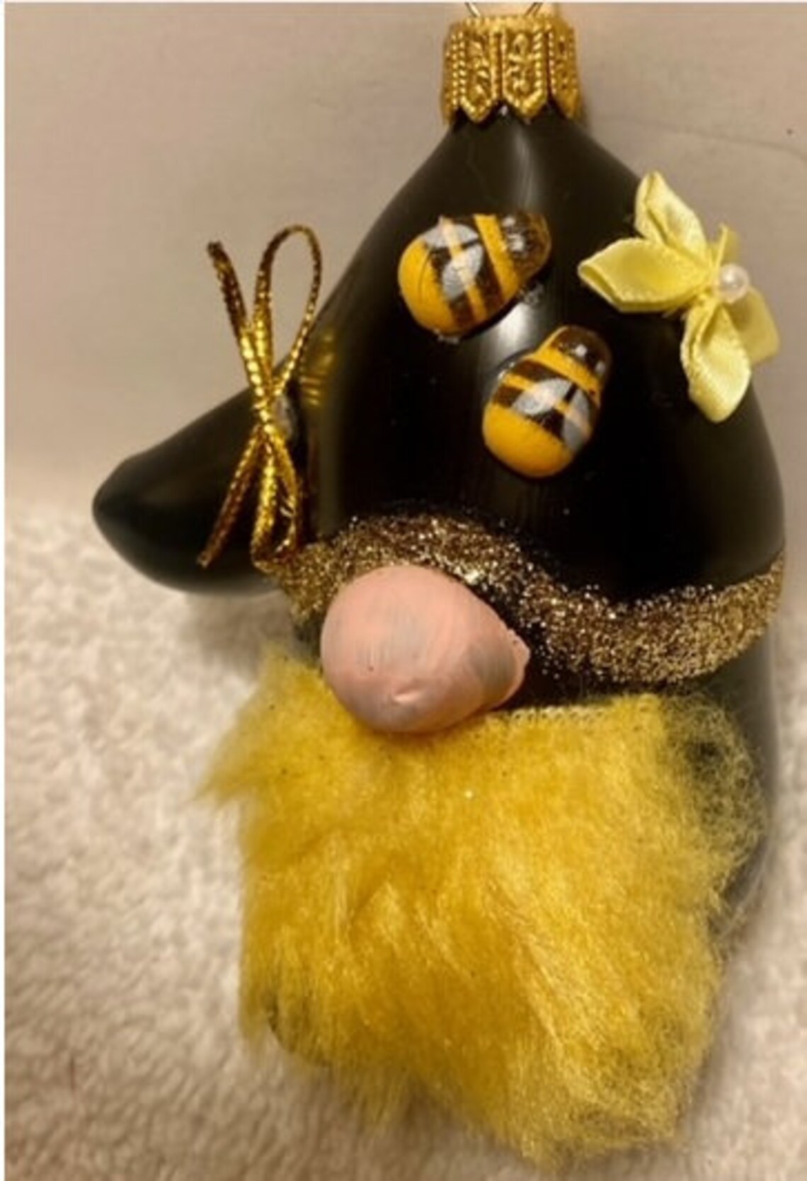 Beautiful New Italian Blown Glass Black & Yellow Bee Gnome Christmas ...