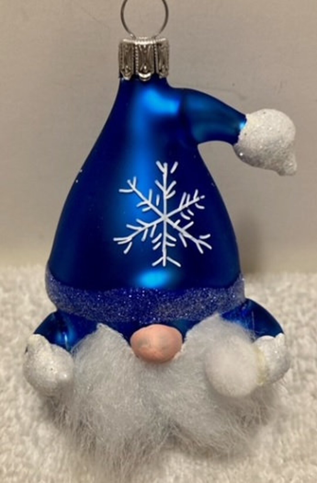 Beautiful New Italian Blown Glass Blue With Snowflakes Gnome Christmas ...