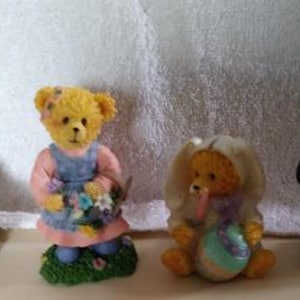 1999 Avon Loveable Teddies Figurines Special Occasion Holidays Easter Christmas Halloween Mothers Day Graduation Set of 5