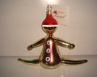 1998 Laved Italian GINGER BREAD Boy or Girl Clown Spaceman Glass Christmas Ornament Vintage Rare  New Tagged