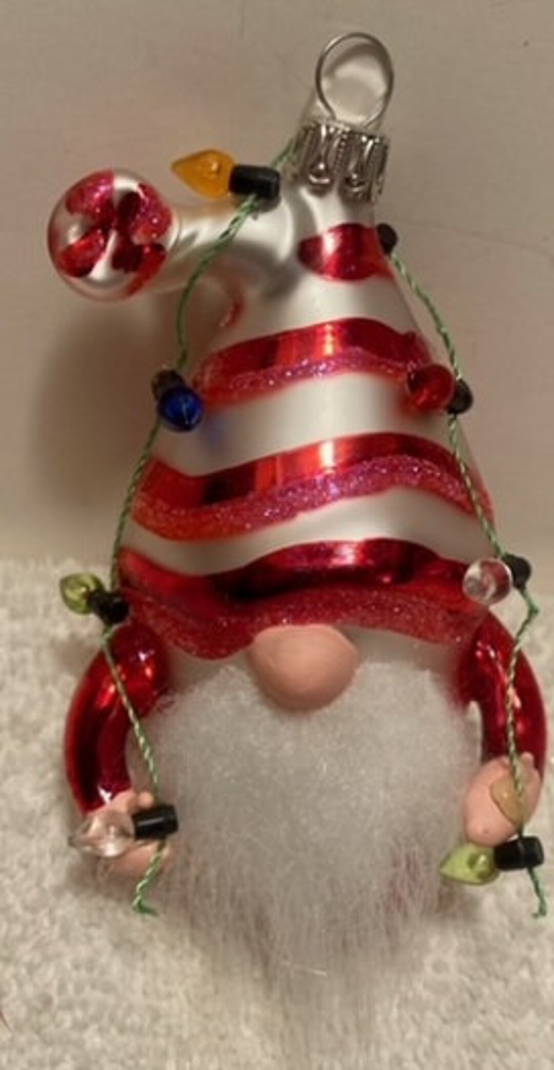 Beautiful New Italian Blown Glass Candy Cane With Lights Gnome ...