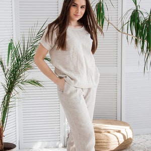 Linen matching set, Women linen set, Linen lounge wear, Linen outfits for women, Linen clothing plus size, Loungewear set women