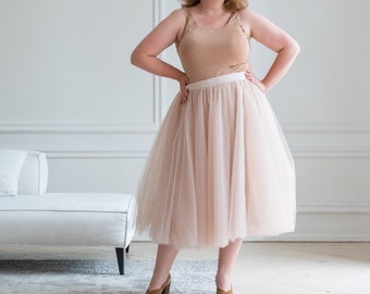 Beige tulle skirt, Plus size skirt, Tulle midi skirt women, Adult tulle skirt, Wedding midi skirt,Tulle skirt wedding,Long tulle skirt women