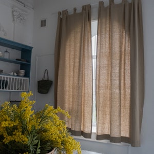Natural linen curtains, Tab top linen curtains, Privacy curtains, Linen curtains for bedroom, Blackout curtains,Linen drapes for living room