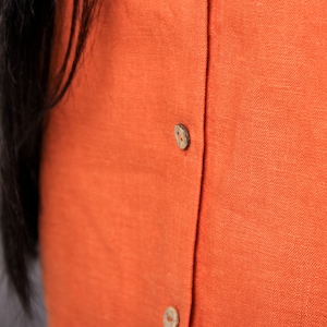 Orange blouse, Button up top, Linen tank top, Sleeveless blouse, Linen crop top,Minimalist top,Linen sleeveless shirt,Womens top with straps image 6