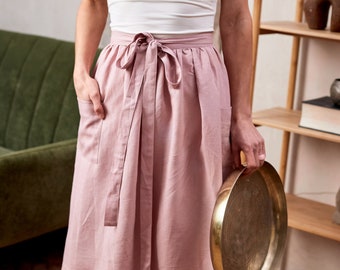 Halbe Schürze Leinen, Leinen Taille Schürze, Leinen Schürze Rock, Keramikschürze, Floristenschürze, Cafeschürze, Baristaschürze, Plus Size Schürze mit Tasche
