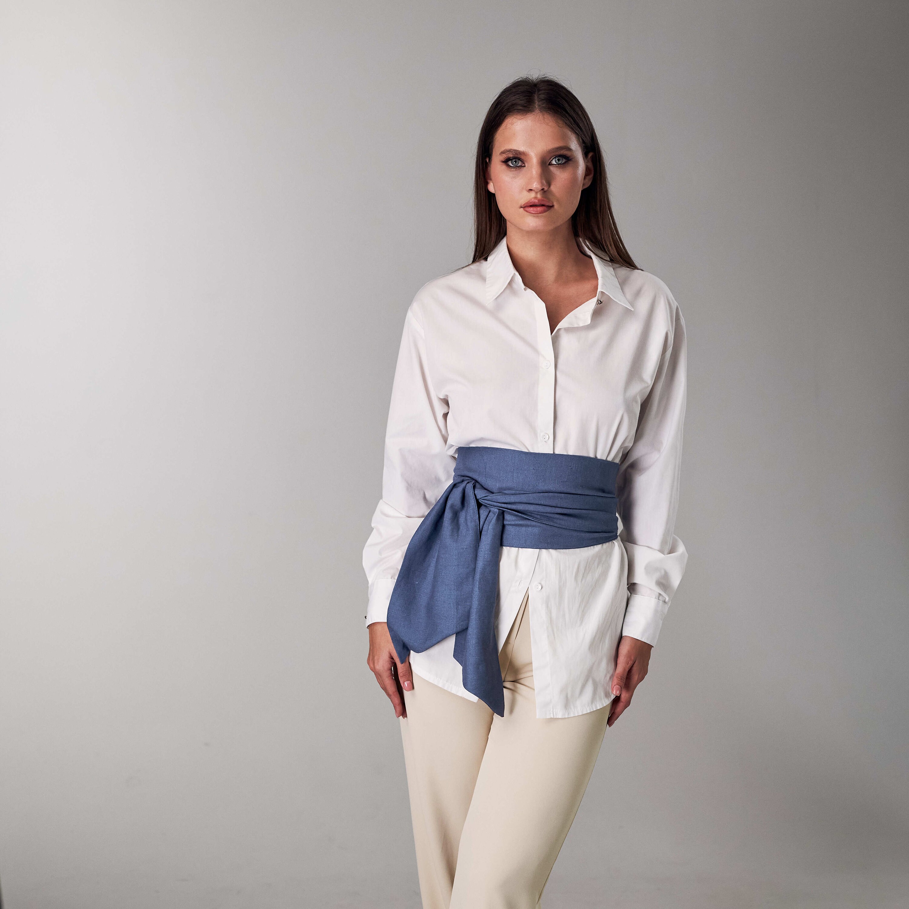 2858 Cotton Linen Obi Belt For Women Lengthened Lace-up Wrap Waist Wide Wide Waist Belt, Obi Belt for Kimono, Linen Belts for Women  main image 2