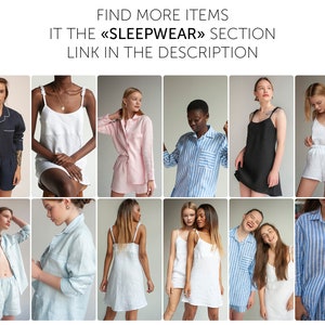 White linen nightgown, Linen pyjama set, Linen loungewear set, Plus size pajamas, Summer pajama set, Linen sleeveless top, Linen white top image 6