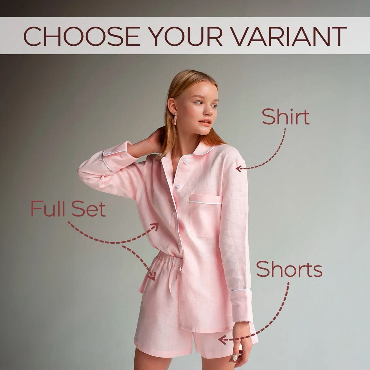 ◆JO'S LOUNGE◆ Linen w Paprika Linen Short Pajama Set 14781 LINEN] (w) Paprika Linen Short Pajama Set - JO'S LOUNGE
