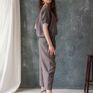 Linen long sleeve top, Linen set women, Linen two piece set women, Casual linen pants, 2 piece suit for women, Linen pants women zdjęcie 6