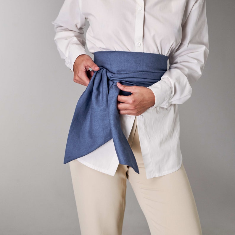 Linen waist belt, Obi belts for women, Wrap belt women, Linen obi belt, Double wrap belt, Kimono belt, Womb wrap, Linen belts for women image 5