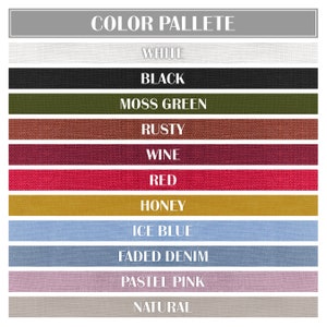 Pu&ograve; includere: Palette di colori con 11 campioni di tessuto in vari colori, tra cui bianco, nero, verde muschio, ruggine, vino, rosso, miele, blu ghiaccio, denim sbiadito, rosa pastello e naturale.