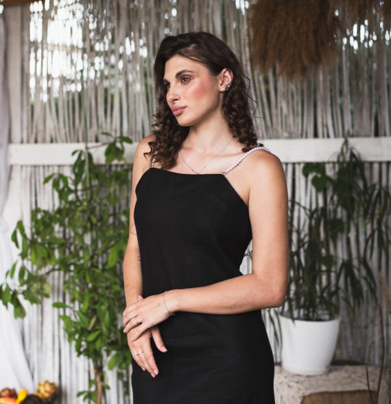 black dress with pearl straps Hammered Satin Cowl Neck Pearl Strap Maxi Dress – bebe