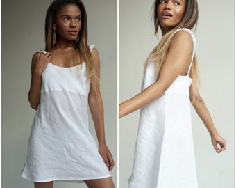 Camisole en lin, camisole longue femme, robe cami en lin, cami longue en lin, nuisette en lin, robe à bretelles spaghetti en lin, robe slip en lin midi