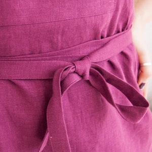 Linen strap dress, Linen mini dress, Short linen dress, Linen shift dress for women, Linen slip dress, Linen dress with belt, Summer wear image 9