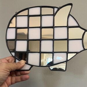 Stained Glass Pig- Pale pink Opaque and Mirror