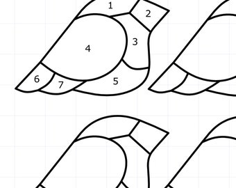 Gebrandschilderd glaspatroon - digitale download - PATCHWORK VOGEL
