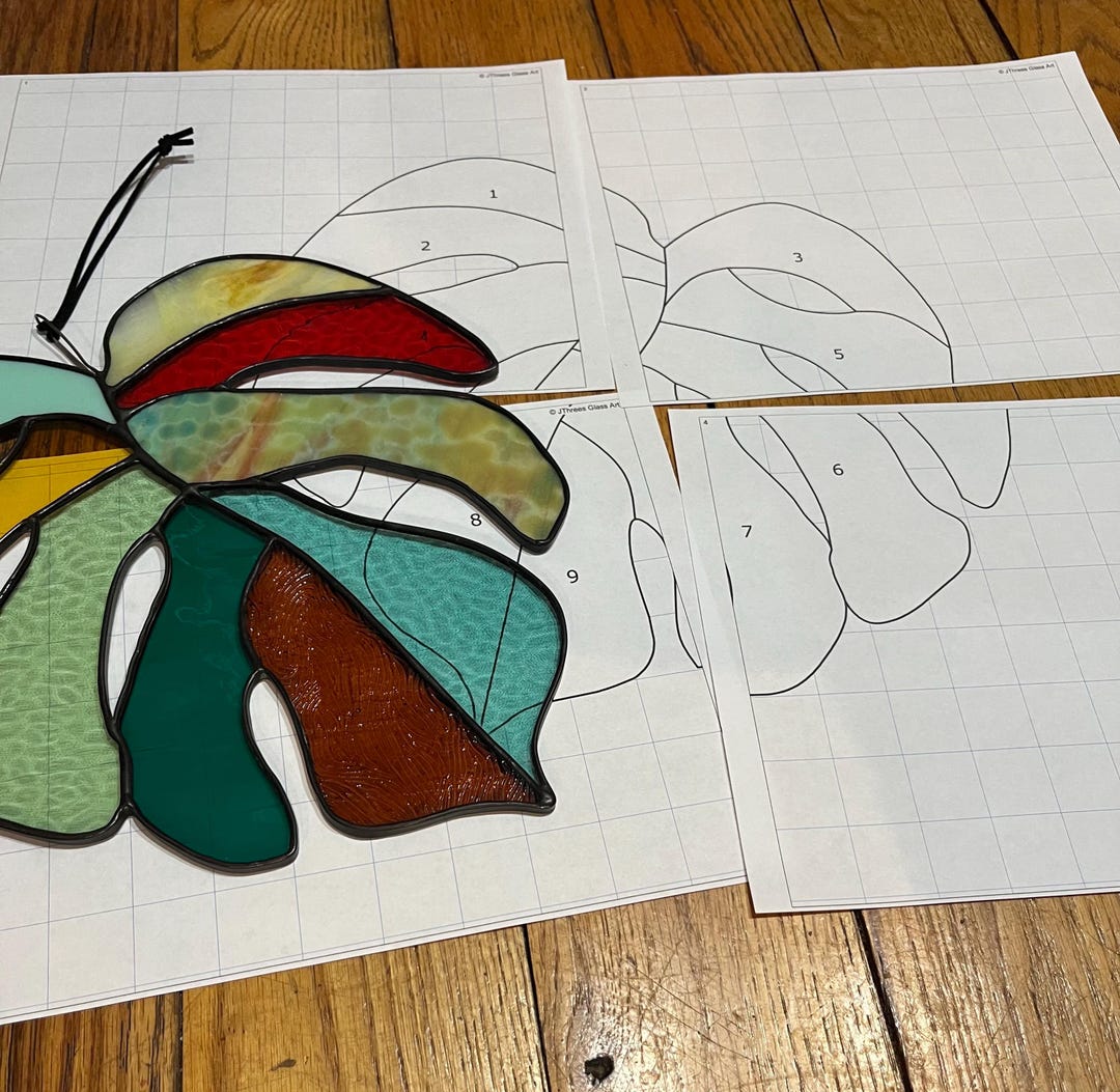 Copy Monster Pattern Glass Stained Glass Pattern- Digital Download- Ginormous Monstera Leaf - Etsy