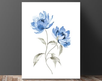 Blue Flower Painting Etsy Blue Flower Painting Etsy