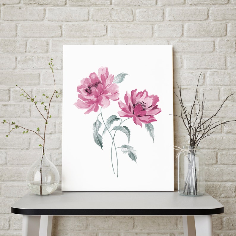 Mauve Decor Peony Painting Mauve Wall Art Flower Painting Etsy