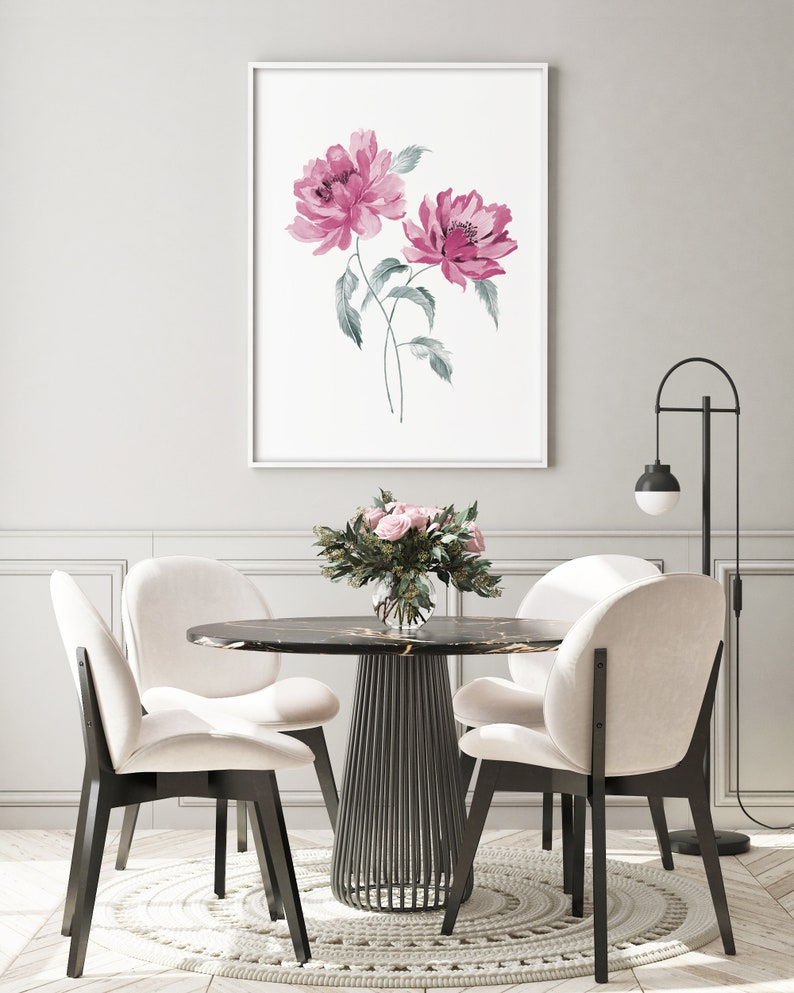 Mauve Decor Peony Painting Mauve Wall Art Flower Painting Etsy