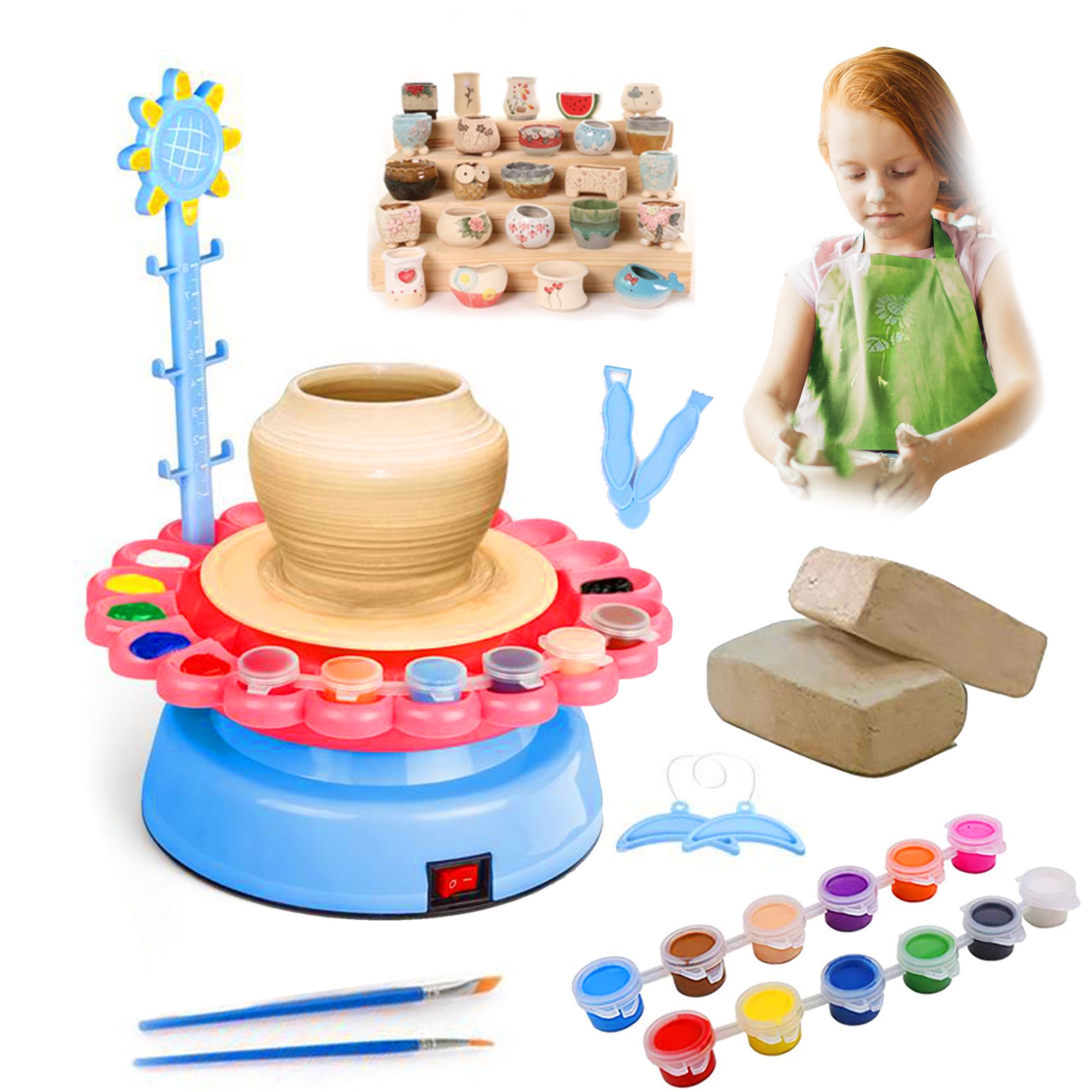 Buddynbuddies-2021 Newest Upgraded Pottery Studio USB Charger, Clay Pottery  Wheel Craft Kit for Kids Age 8 and Up, Air Dry Sculpting Clay 
