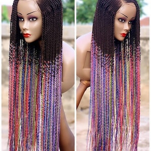 Multicolored twisted braided wig