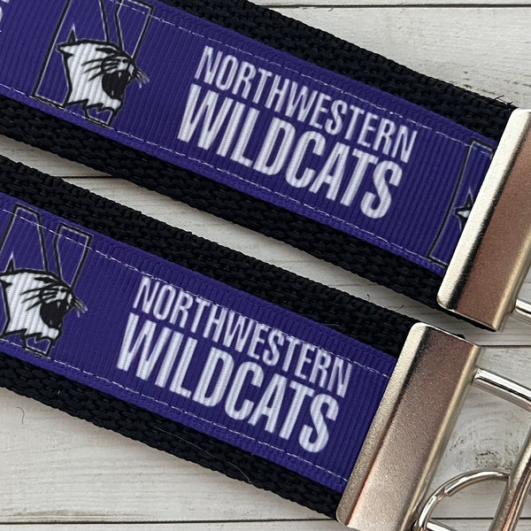 Northwestern University Wildcats inspired Keychain, key fob, key chain, key ring, luggage tag, wrist strap, alumni merch, grad gift