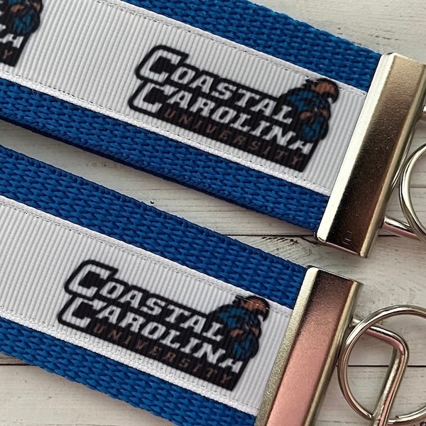 Coastal Carolina Chanticleer inspired Keychain, key chain, key fob, key ring, luggage tag, strap, grad gift, grosgrain, alumni, gift, merch